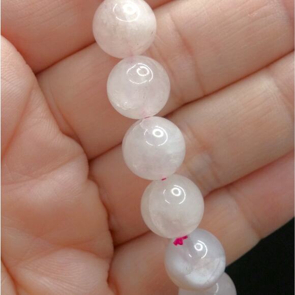 Rose Quartz Bracelet Artisan Made Gemstone 10mm Beaded Stretch NEW Light Pink - Picture 9 of 12